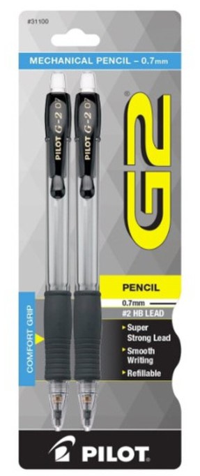Pilot, G2 Mechanical Pencils, 0.7mm HB Lead, Black Accents