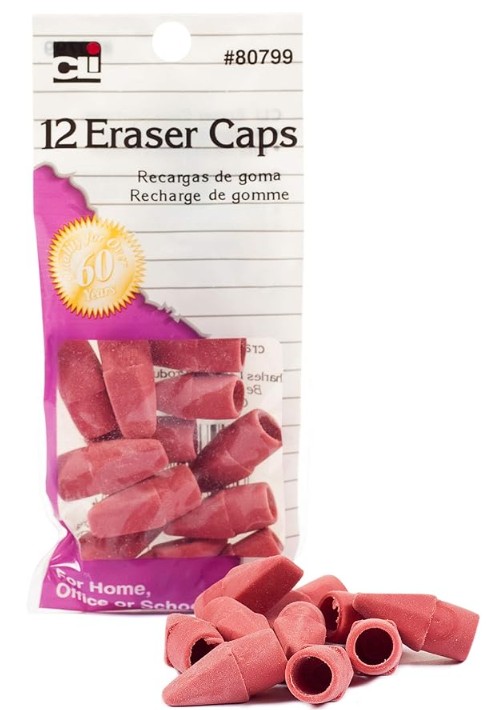 Eraser Pencil Cap Pink 12ct