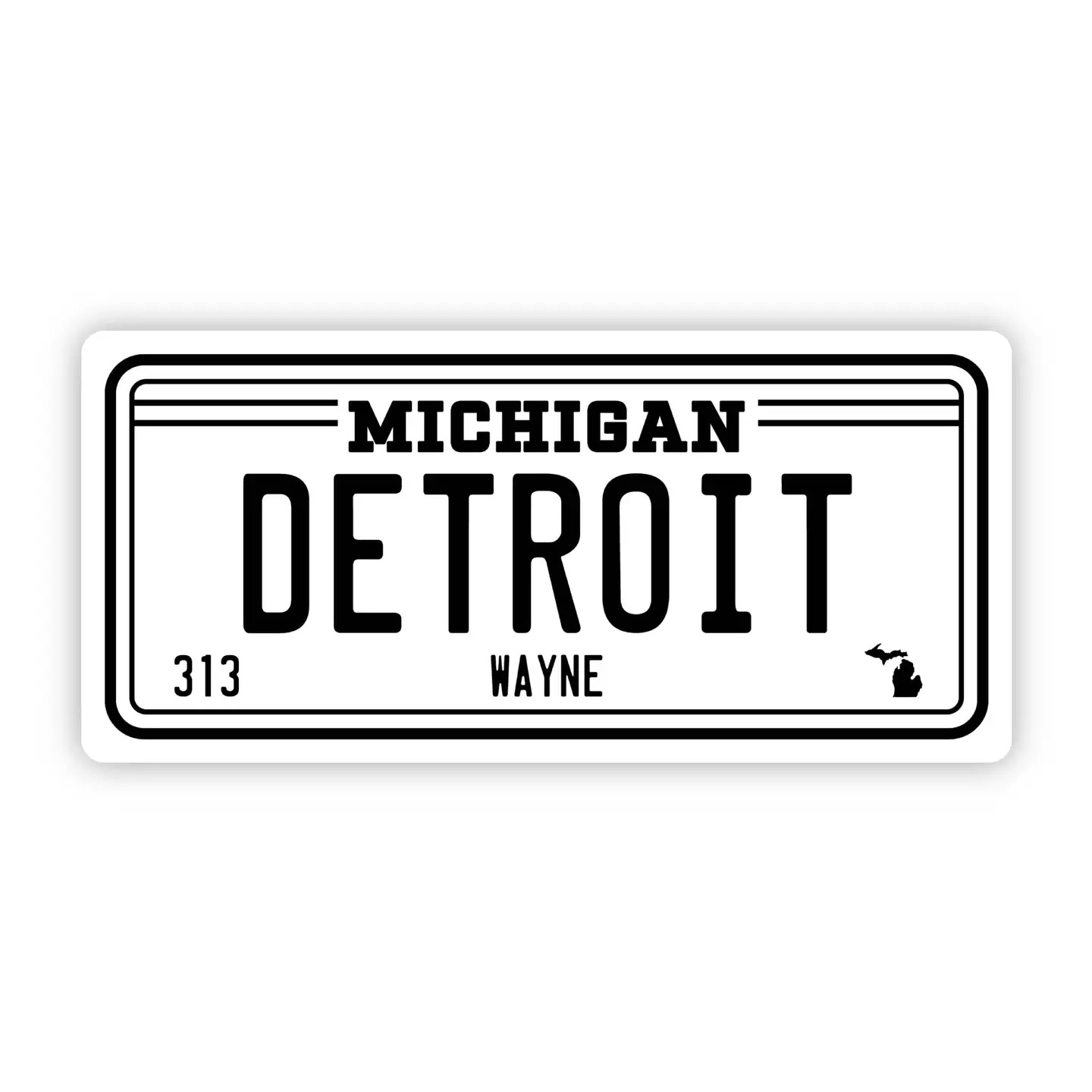 Detroit Michigan 313 License Plate Sticker