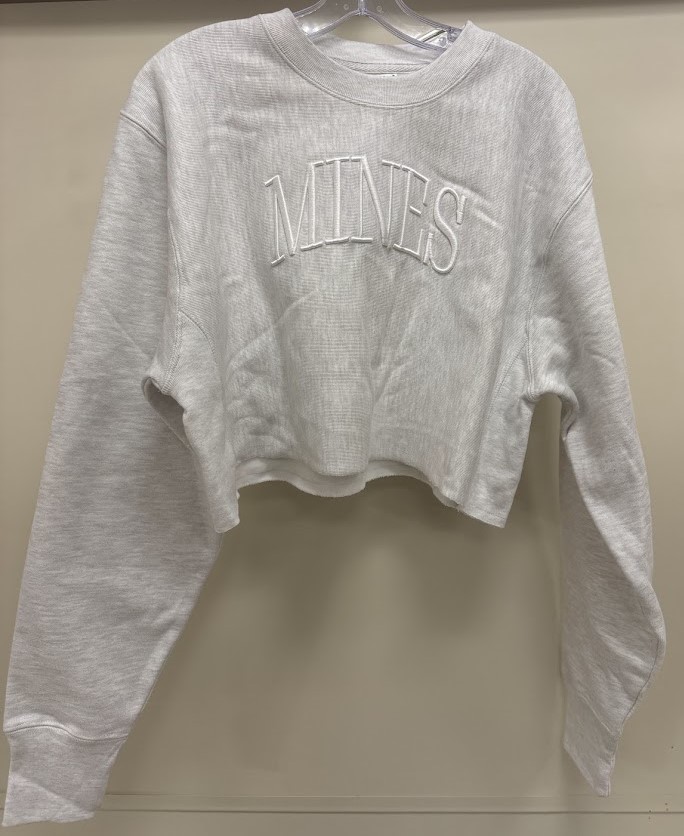Mines Reverse Weave Cropped Boyfriend Crew Sweatshirt