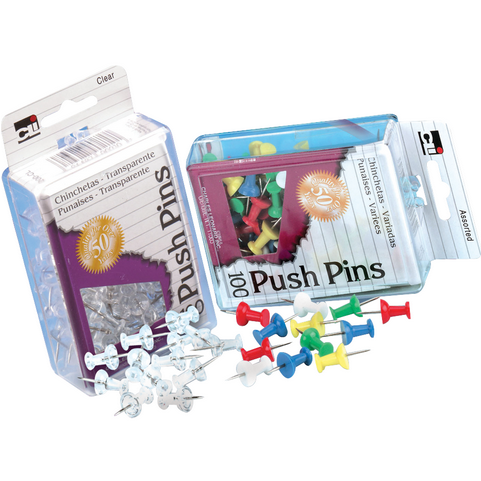 Charles Leonard Push Pins - Clear .44in 20Pk BP