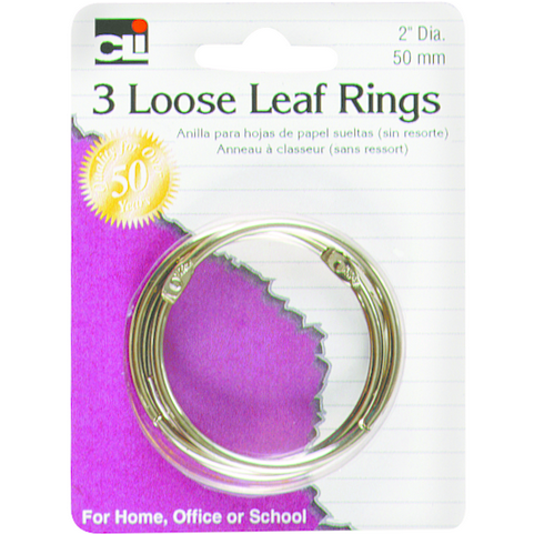Charles Leonard Loose Leaf Rings - Silver 2in 3Pk