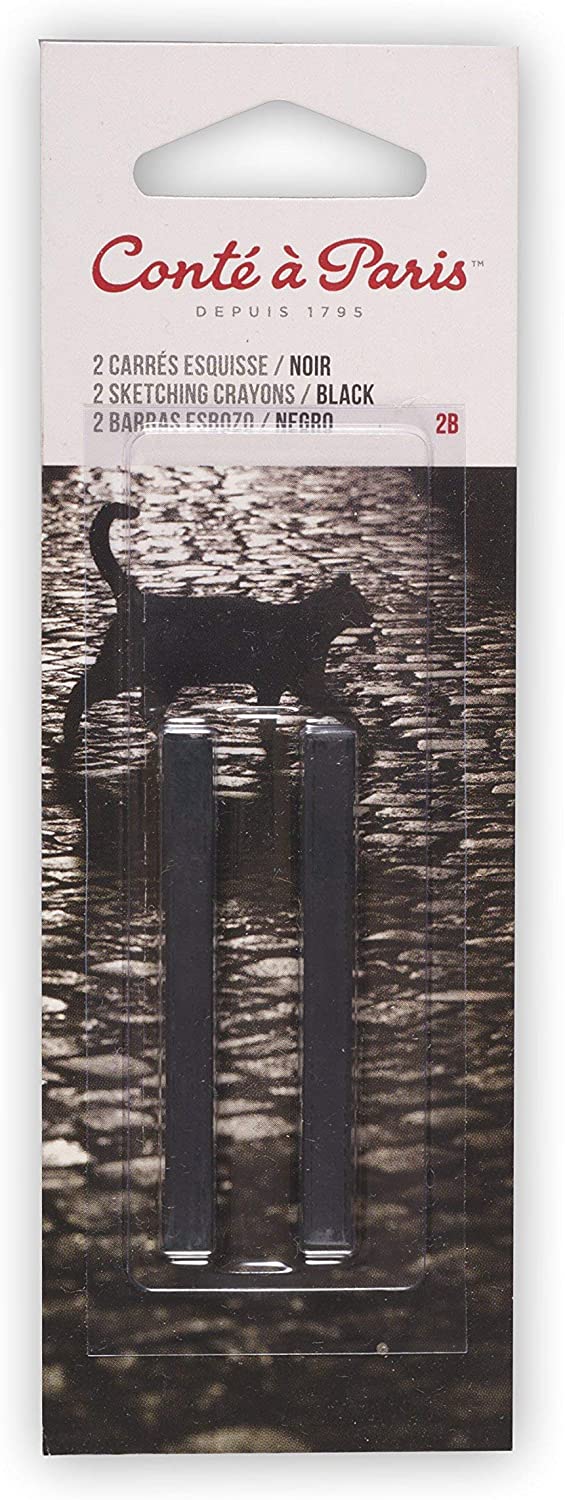 Conte 2B Black Crayons (2pcs)