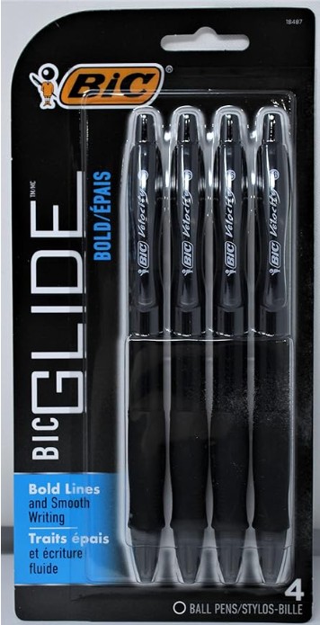 Blk Black Velocity Bold Ball Pen 4 Count