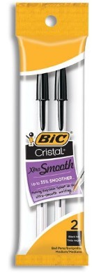 Bic Cristal Xtra Smooth Pen 2ct Black