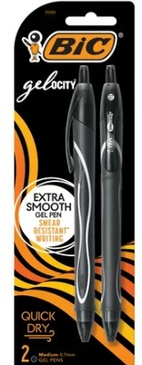 Bic Gelocity Quick Dry Blue Ink Pen 2 Pack