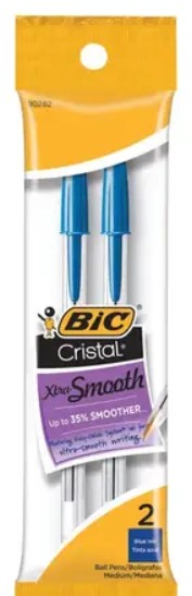 Bic Cristal Xtra Smooth Pen 2ct Blue