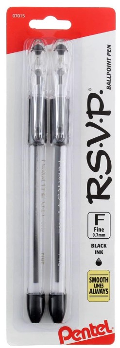 Pen RSVP BP Fine Blk 2/cd