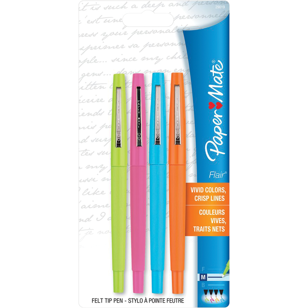 Paper Mate Flair Marker - Asst Medium 4Pk BP