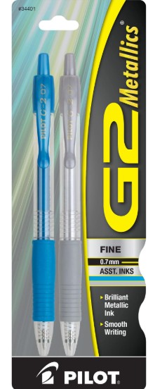 Pen G2 Metallic Gel Roller Asst 2/Cd