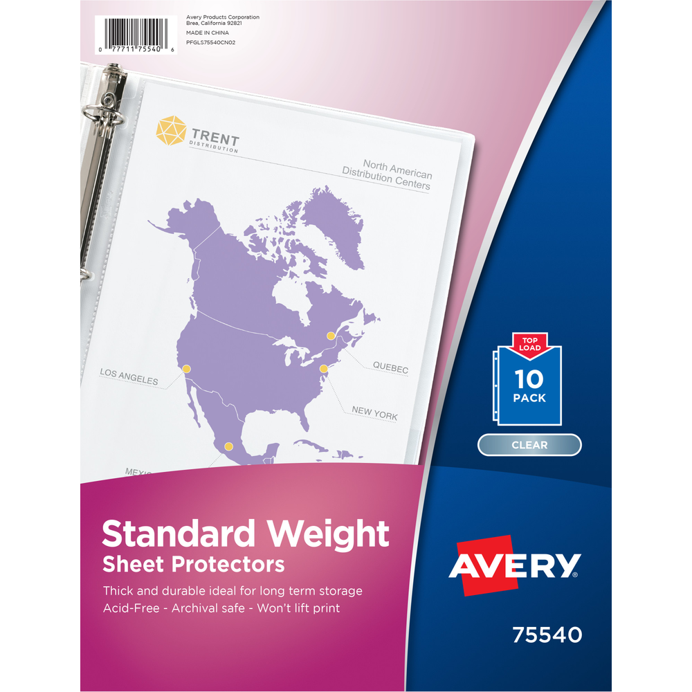 Avery Top-Loading Sheet Protector - Clear 8.5x11in 10Pk BP Standard Weight
