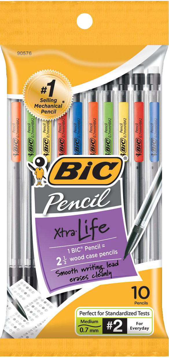 BIC Xtra Life Mechanical Pencil - Black .7mm 10Pk BP Clear Barrel