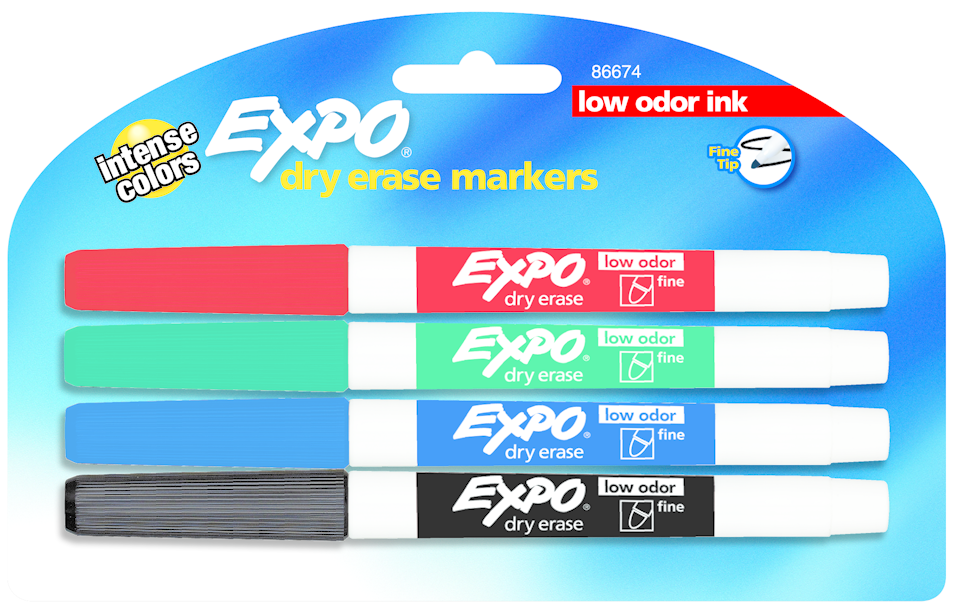 Expo Low Odor Dry Erase Marker - Asst Fine 4Pk BP