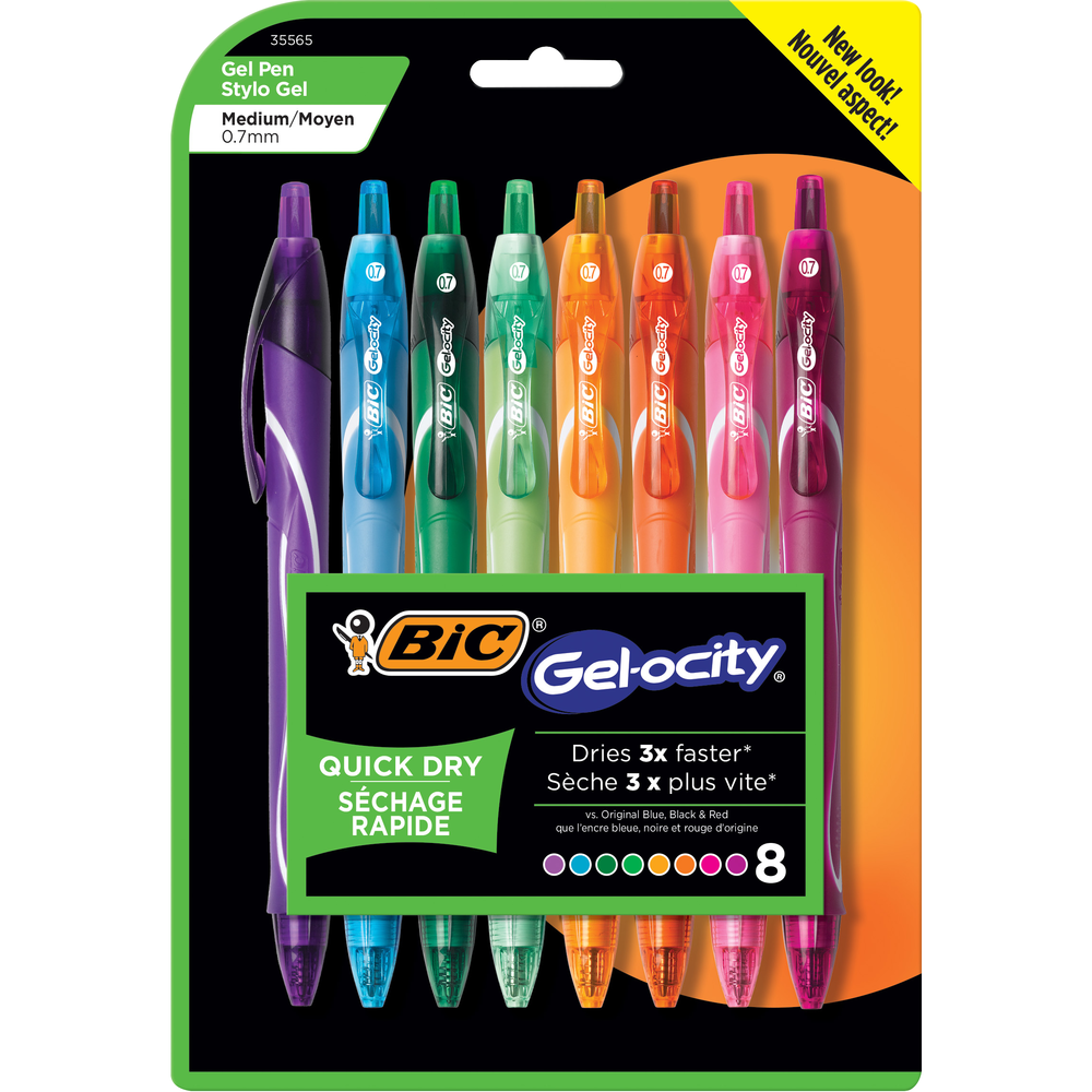 BIC Gel-ocity Quick Dry Retractable Gel Pen .7mm- Asst 8pk Fashion