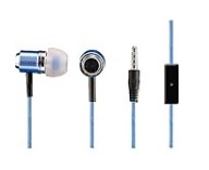 Earbuds Metal Blue w/inline microphone