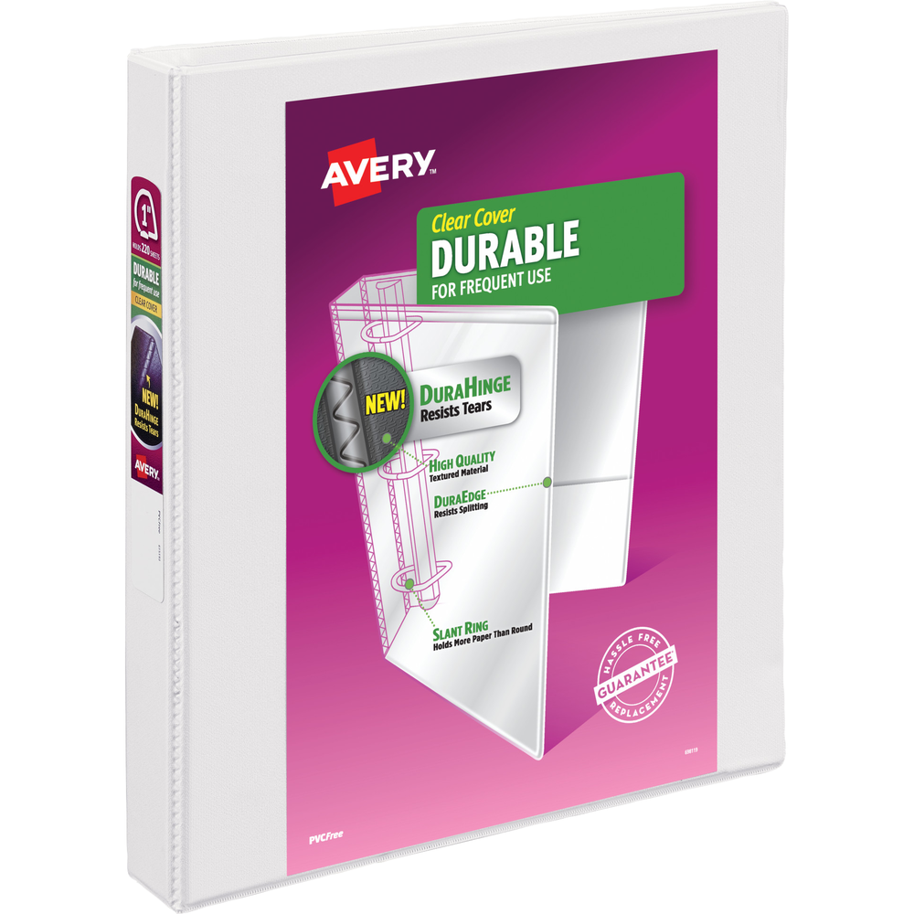 Avery Durable View 1in Binder with Slant Rings- White 220 SheetCapacity