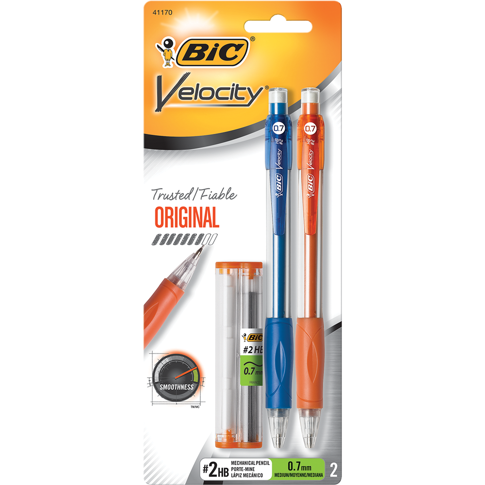 BIC Velocity Original Mechanical Pencil Asst .7mm 2pk Clear Barrel