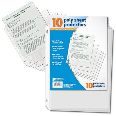 Better Office Products Poly Sheet Protectors- 10 Count