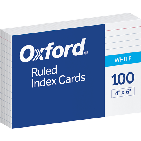 Oxford Index Card - White 4x6in Ruled