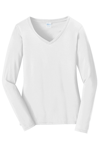 Alumni Merchandise - Port & Company® Ladies Long Sleeve Fan Favorite™ V-Neck T-Shirt