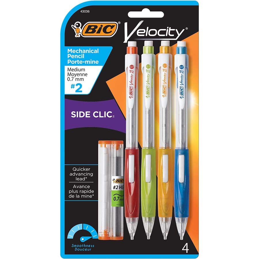 BIC Velocity 2 Side Clic Mechanical Pencil 0.7mm 4Pk