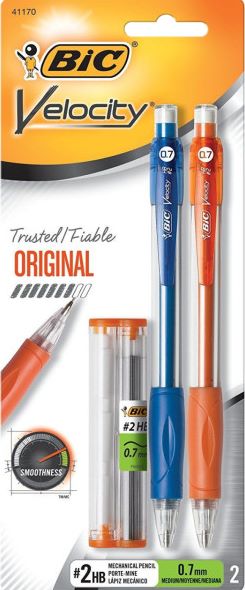 BIC Velocity Mechanical Pencil 0.7mm Medium 2Pk