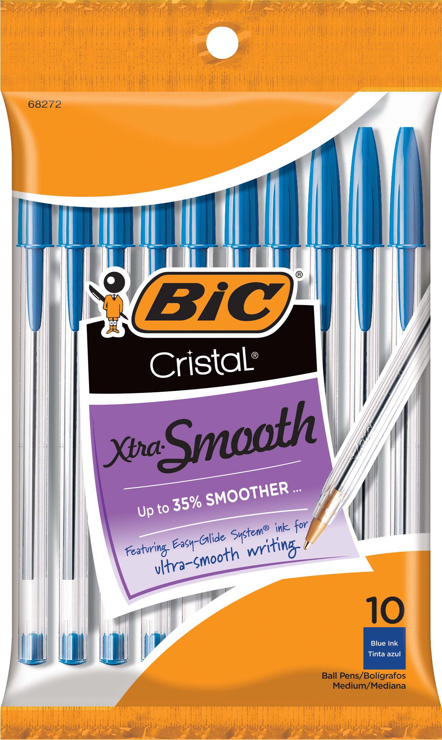 BIC Cristal Xtra Smooth Ball Pen- Blue Ink 10 Pk