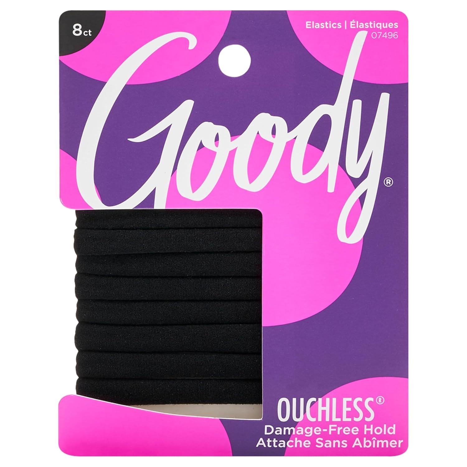 Goody Ouchless Seamless Hair Elastics, 8 Ct, Black