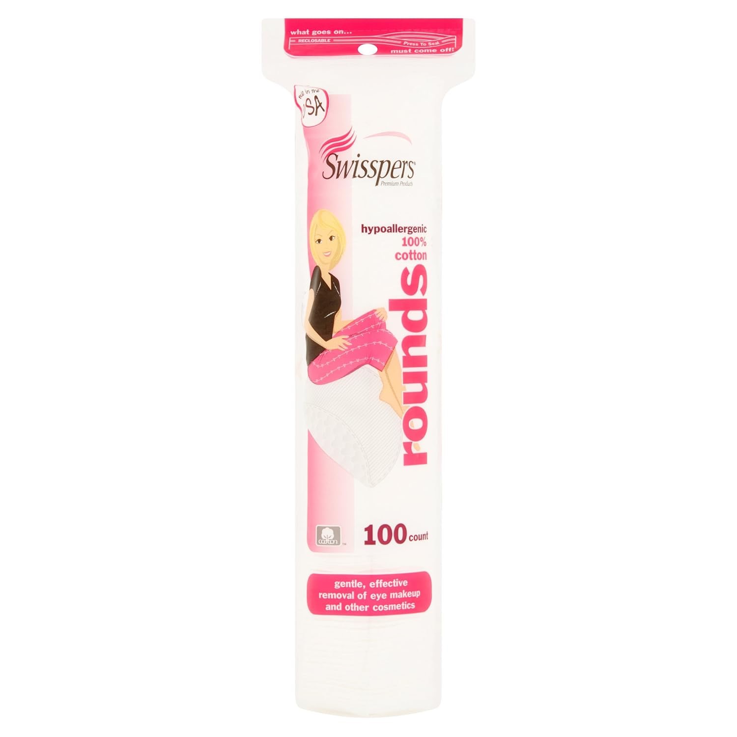 Swisspers Premium Hypoallergenic Cotton Rounds, 100 count