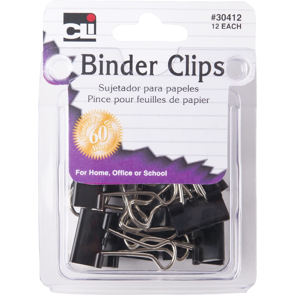 Charles Leonard Binder Clips - Black Small 12pk