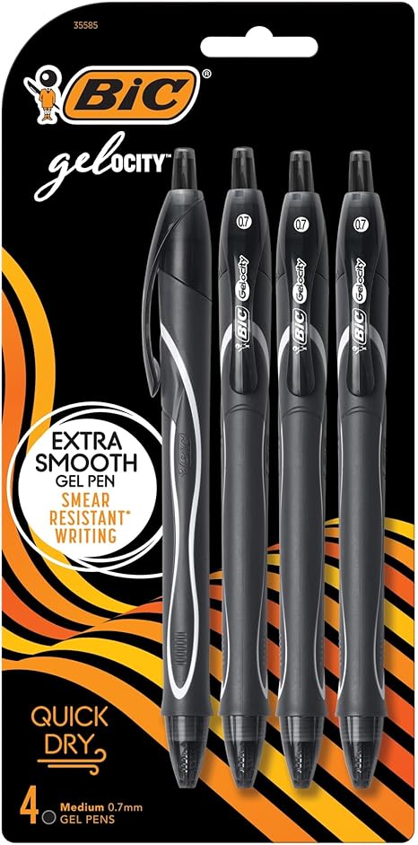 Pen Bic Gelocity Quick Dry Gel Blk 4/cd