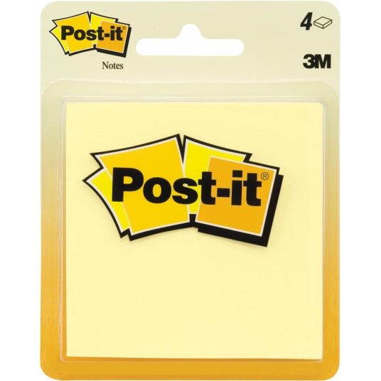 Post-it Sticky Notes - Yellow 3x3in 4Pk BP 50Sht-Bonus Pad