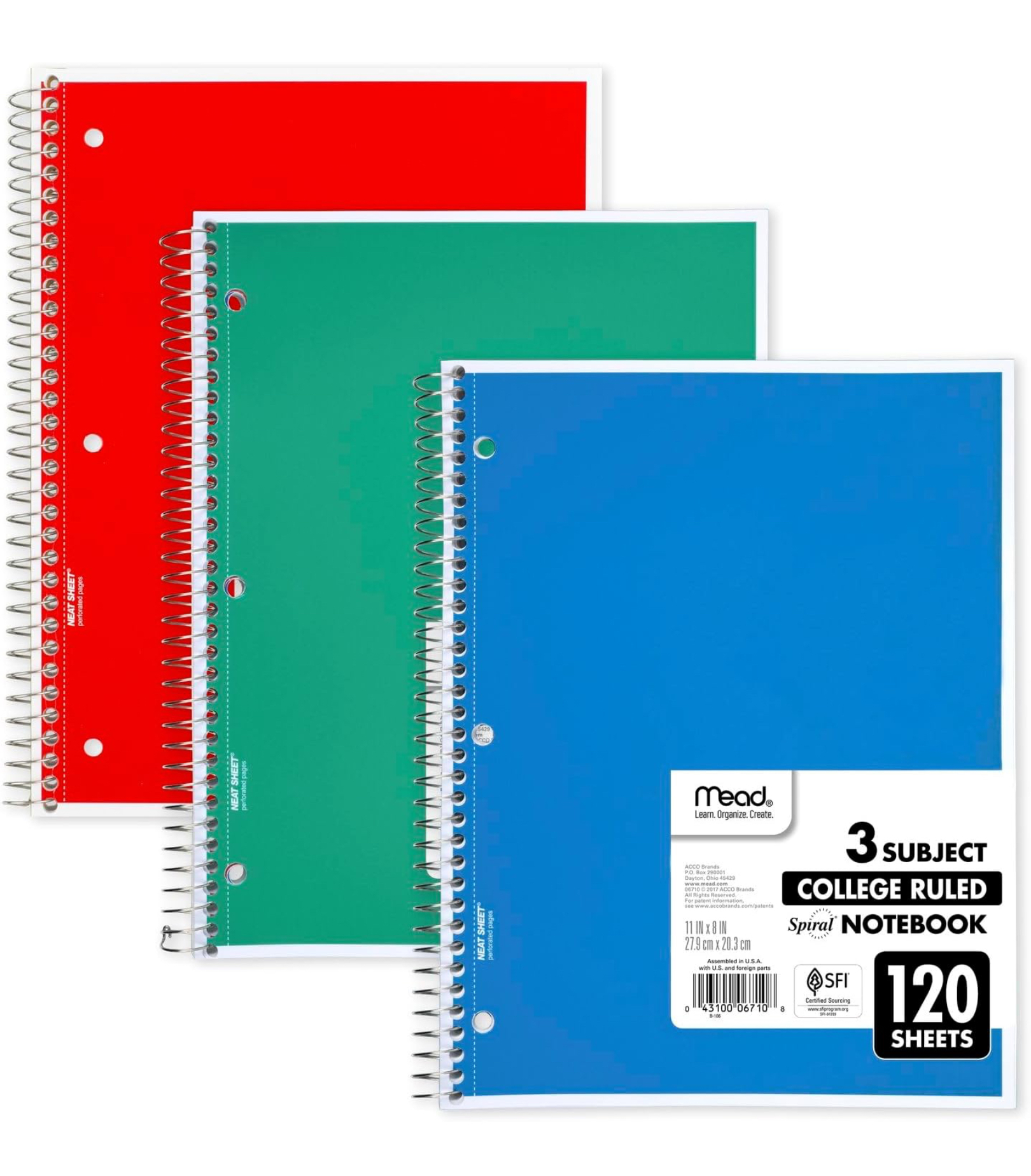Mead Spiral 3 Subject Notebook