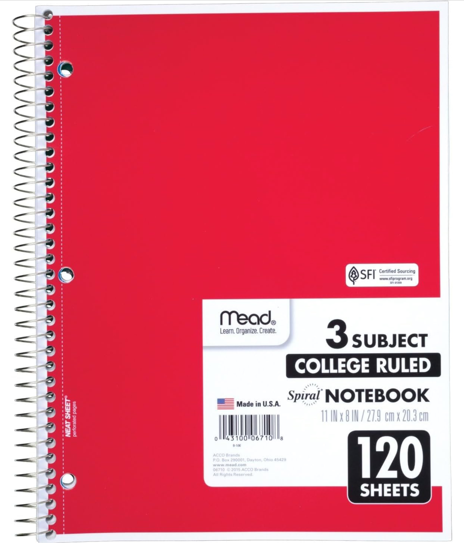 Mead Spiral 3 Subject Notebook