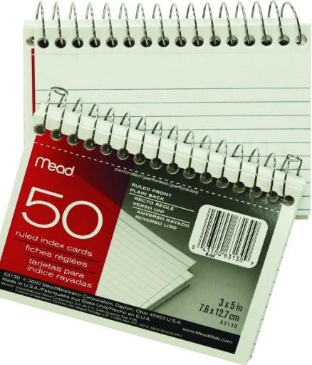 Spiral Index Cards 3x5 50ct