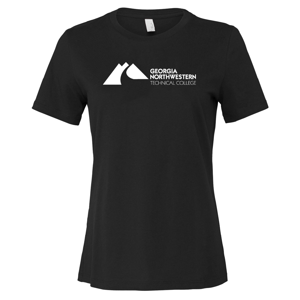 Georgia Northwestern Tech Bella + Canvas Womens Black Relaxed Cotton T Shirt GNTC Horizontal Mark