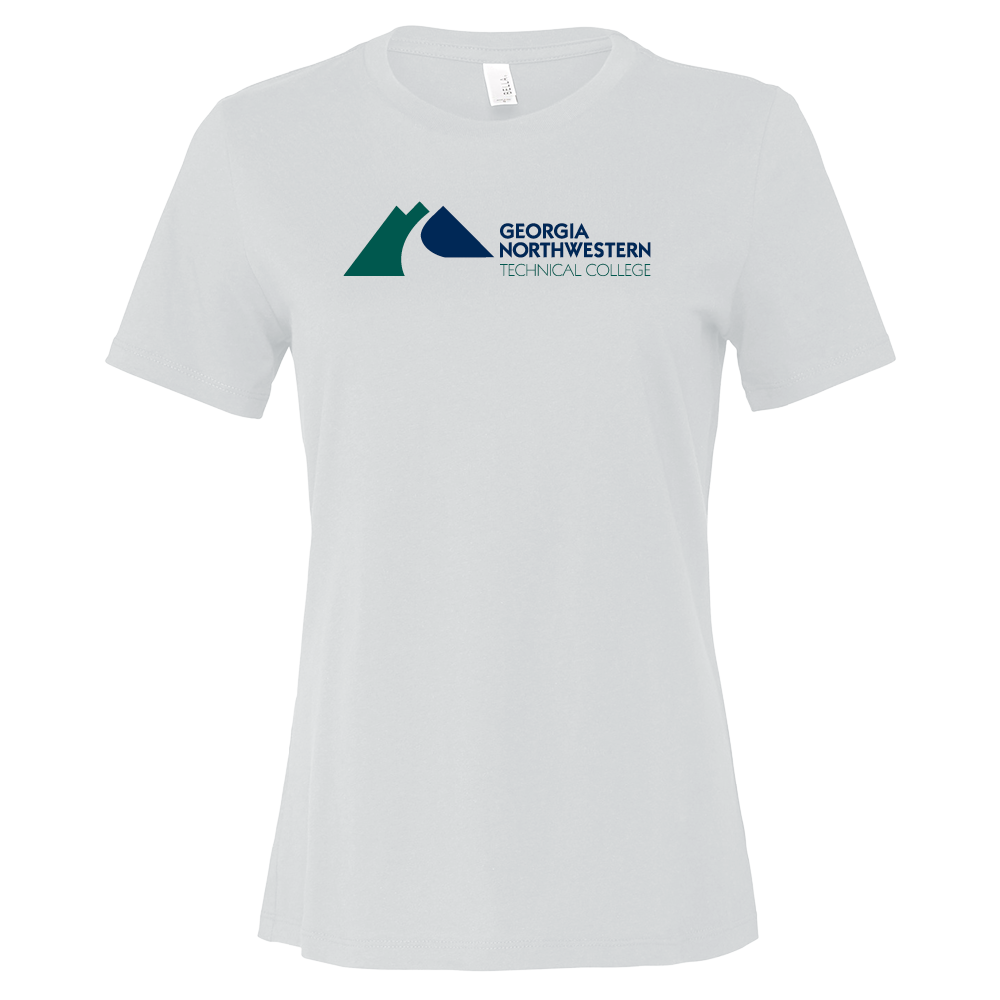 Georgia Northwestern Tech Bella + Canvas Womens White Relaxed Cotton T Shirt GNTC Horizontal Mark