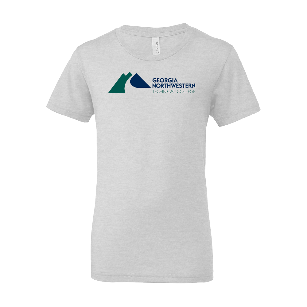 Georgia Northwestern Tech Bella + Canvas Youth Ash Grey Jersey T Shirt GNTC Horizontal Mark