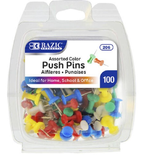 Push Pins Assorted 100ct