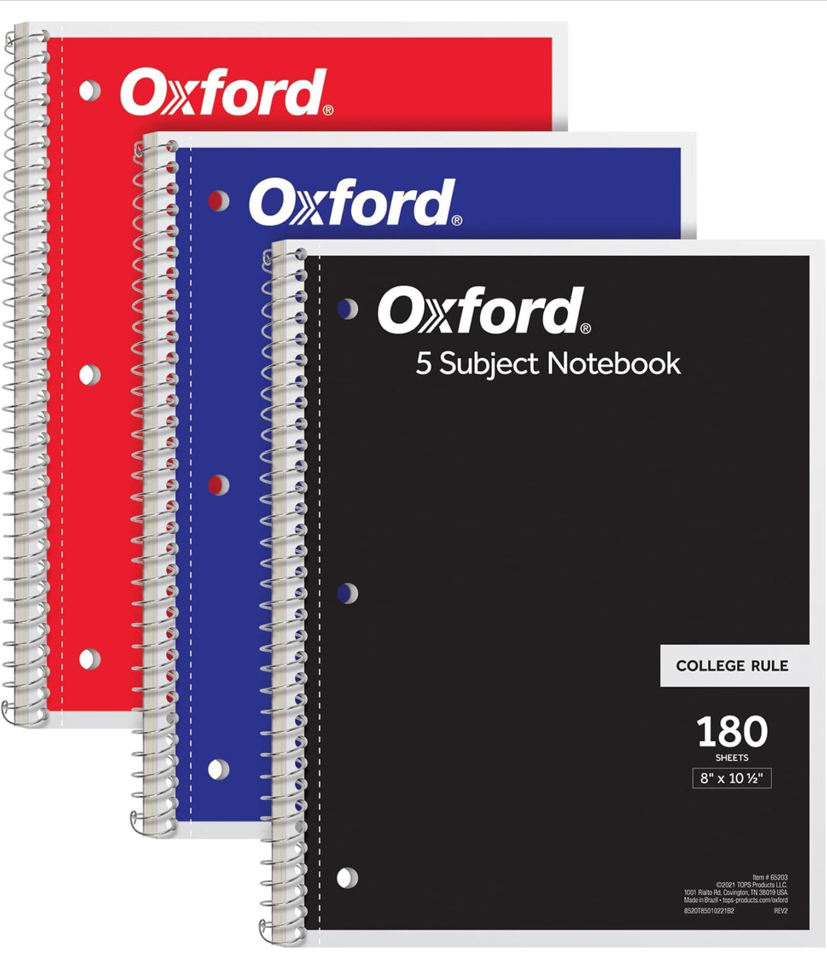 Oxford Spiral 5 Subject Notebook