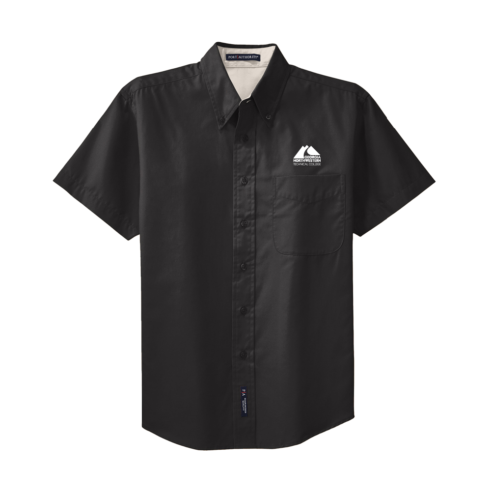 Georgia Northwestern Tech Black Twill Button Down Short Sleeve GNTC Primary Mark