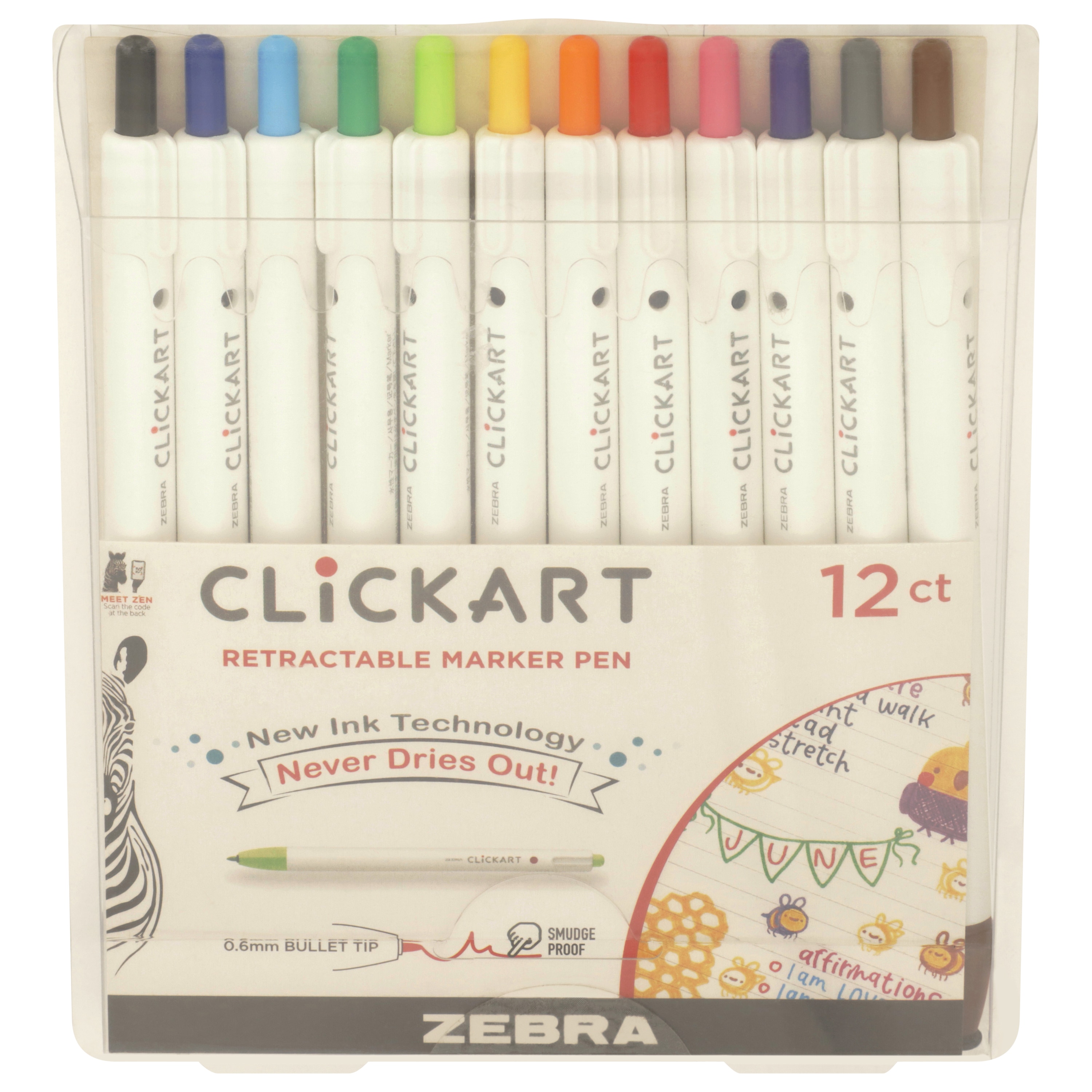 Clickart Retractable Market Pen Standard Palette 12pk