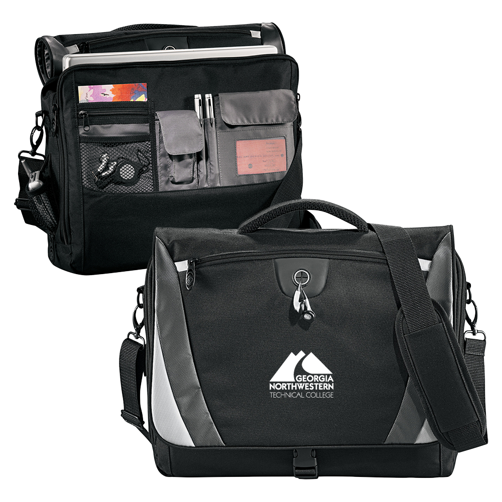 Georgia Northwestern Tech Black/Grey Slope Computer Messenger Bag GNTC Primary Mark