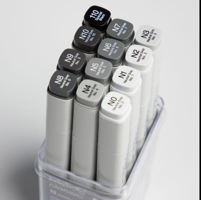 Copic Classic Marker - Set of 12, Neutral Gray