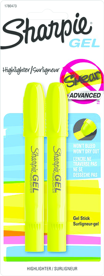 Sharpie Gel Highlighter Yellow Chisel 2pk