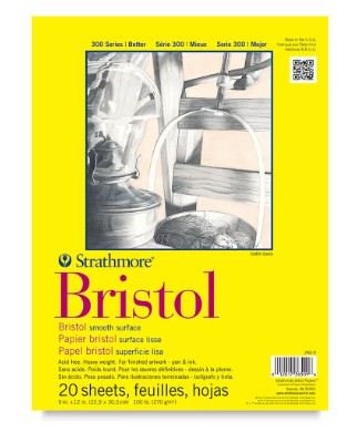 Strathmore 300 Series Bristol Pad - 9" x 12", Vellum, 20 Sheets