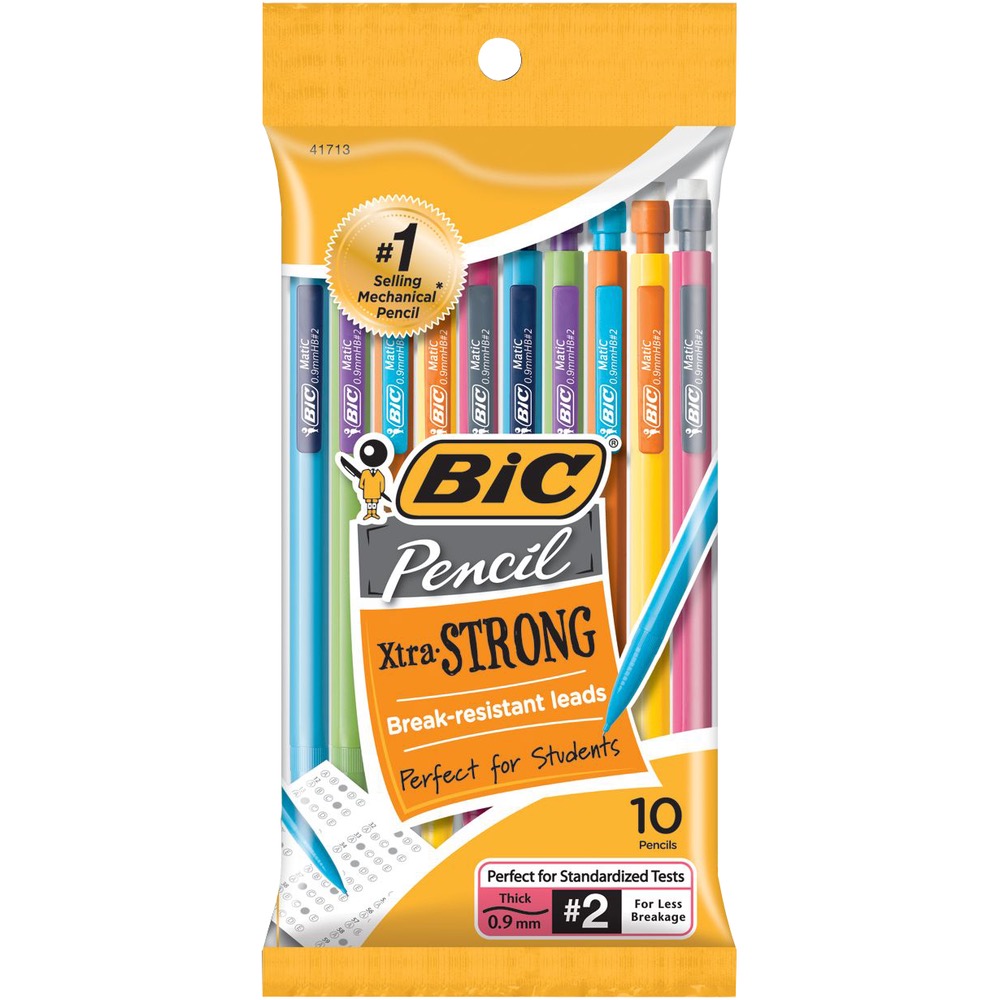 BIC Xtra Strong Mechanical Pencil - Black .9mm 10Pk BP Colorful Barrel