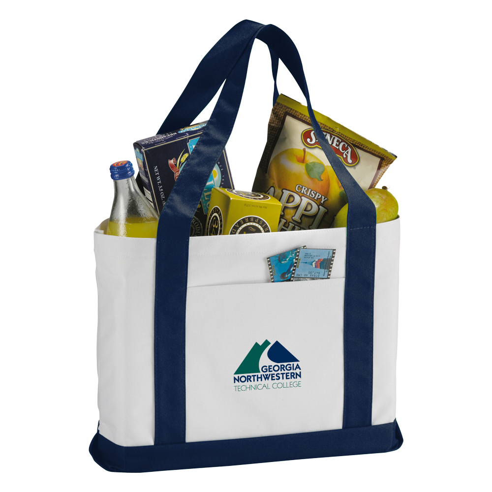 Georgia Northwestern Tech Contender White/Navy Canvas Tote GNTC Primary Mark