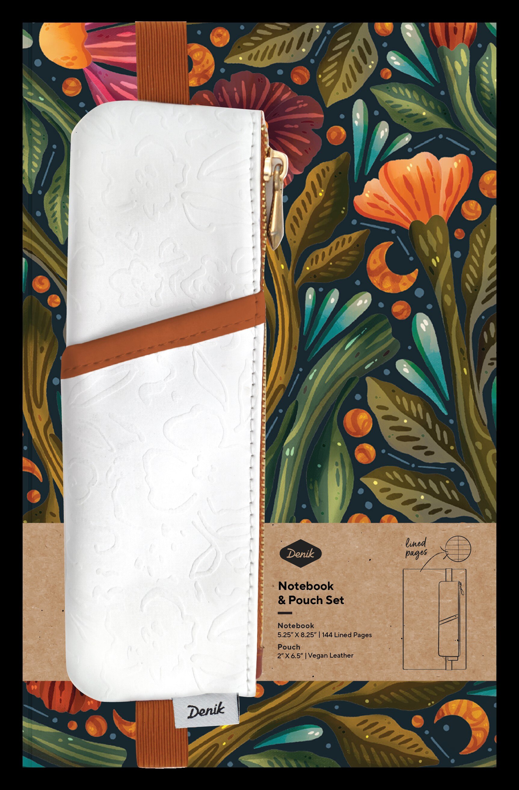 Denik Nightsky Floral Notebook and Golden Hour Pouch Set