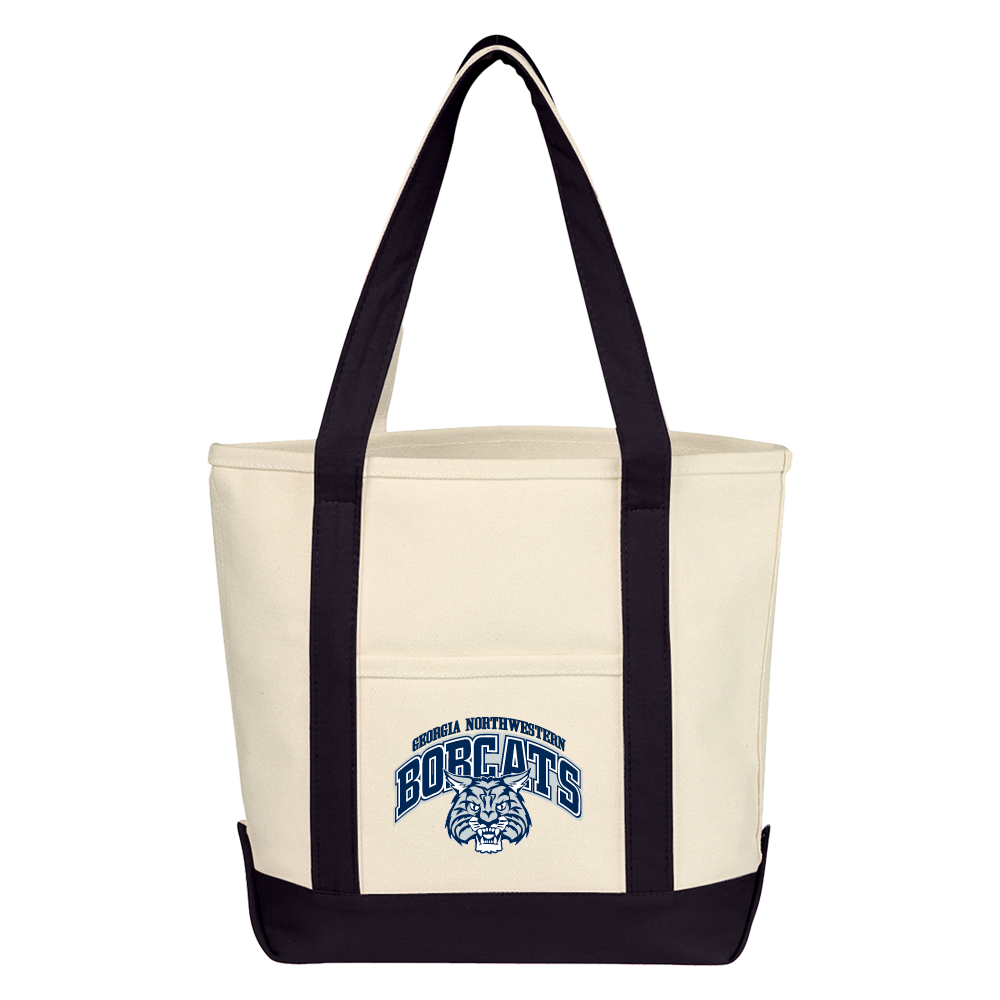 Georgia Northwestern Tech Cotton Canvas Natural/Black Tote Bag Georgia Northwestern Bobcats Arched